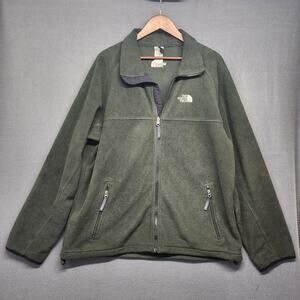 The North Face Fleece Jacket Mens XL Tall Green Full Zip Outdoor